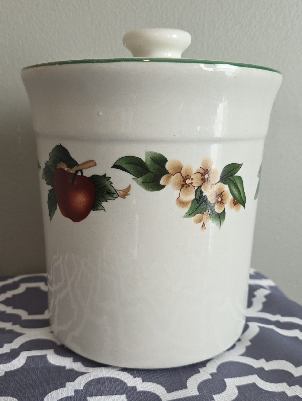 Ceramic Canister with Fruit and Floral Motif